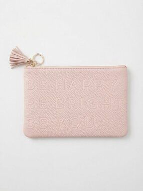 Indigo Blush Pink Embossed Zip Cosmetic Pouch
